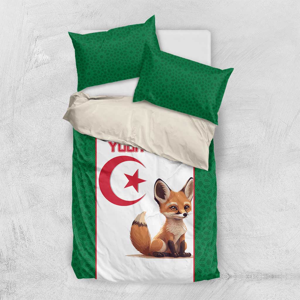 Custom Algeria Football Bedding Set Fennec Foxes With Islamic Pattern LT15