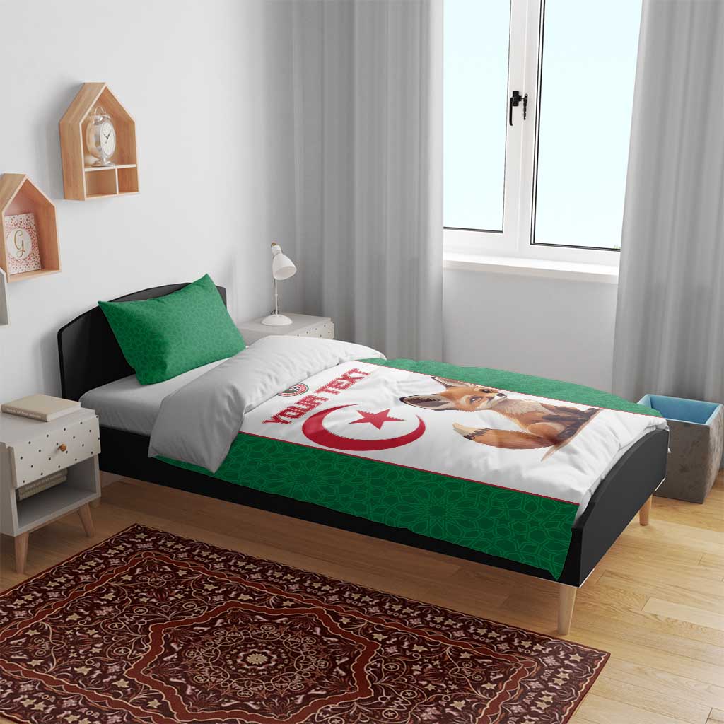 Custom Algeria Football Bedding Set Fennec Foxes With Islamic Pattern LT15