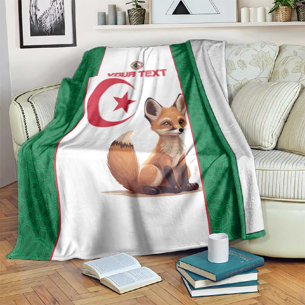 Custom Algeria Football Blanket Fennec Foxes With Islamic Pattern LT15