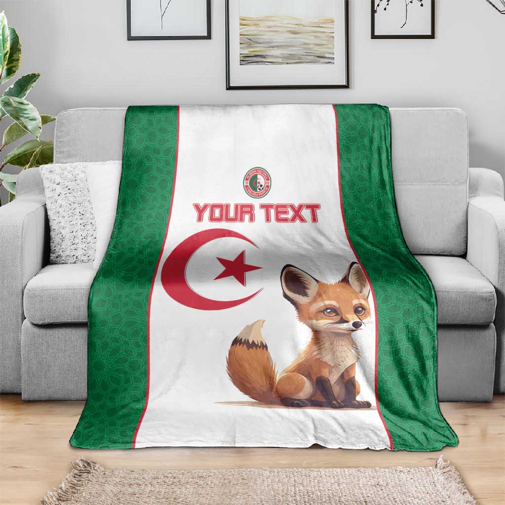 Custom Algeria Football Blanket Fennec Foxes With Islamic Pattern LT15