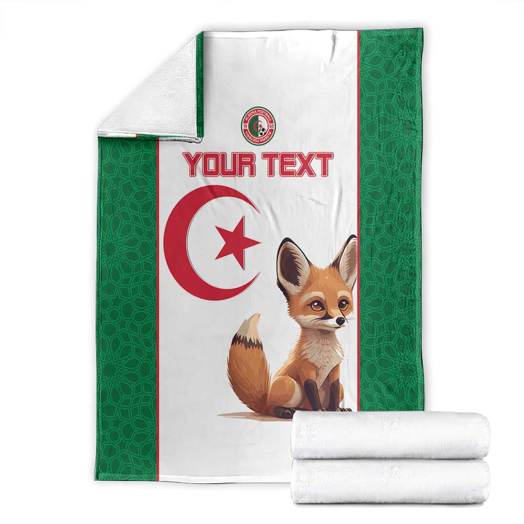 Custom Algeria Football Blanket Fennec Foxes With Islamic Pattern LT15