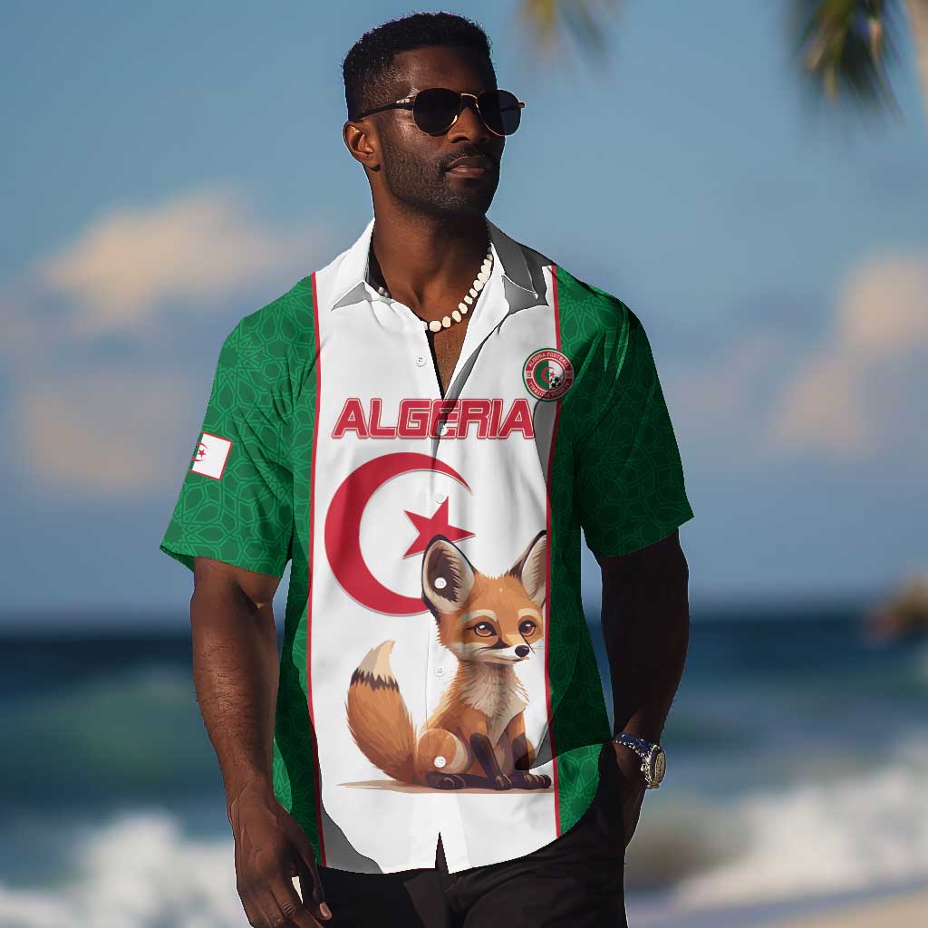Custom Algeria Football Hawaiian Shirt Fennec Foxes With Islamic Pattern LT15