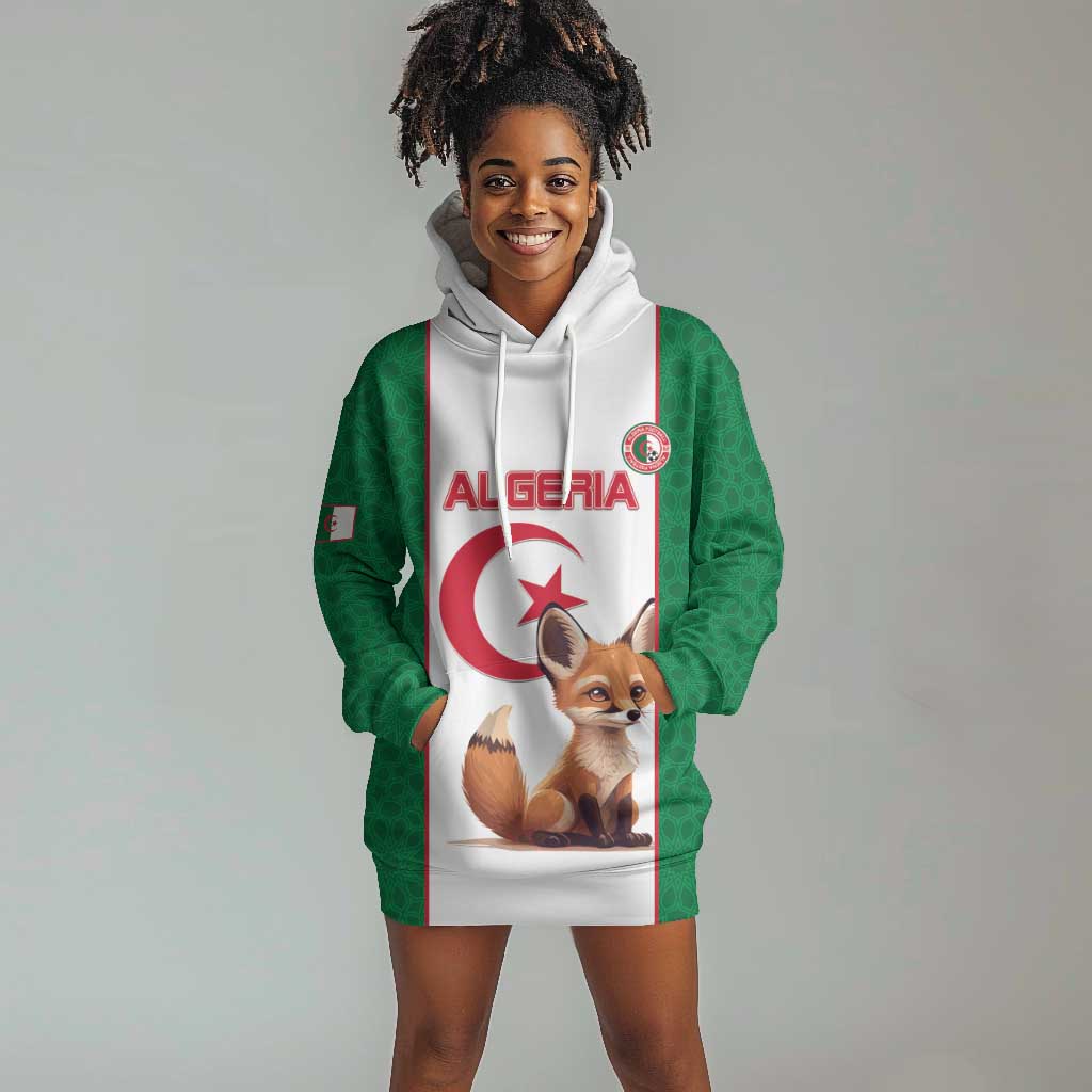 Custom Algeria Football Hoodie Dress Fennec Foxes With Islamic Pattern LT15