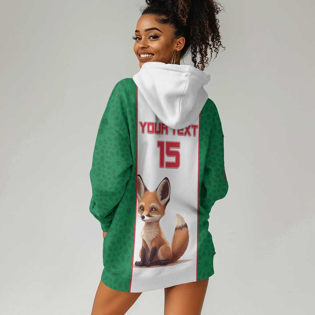 Custom Algeria Football Hoodie Dress Fennec Foxes With Islamic Pattern LT15