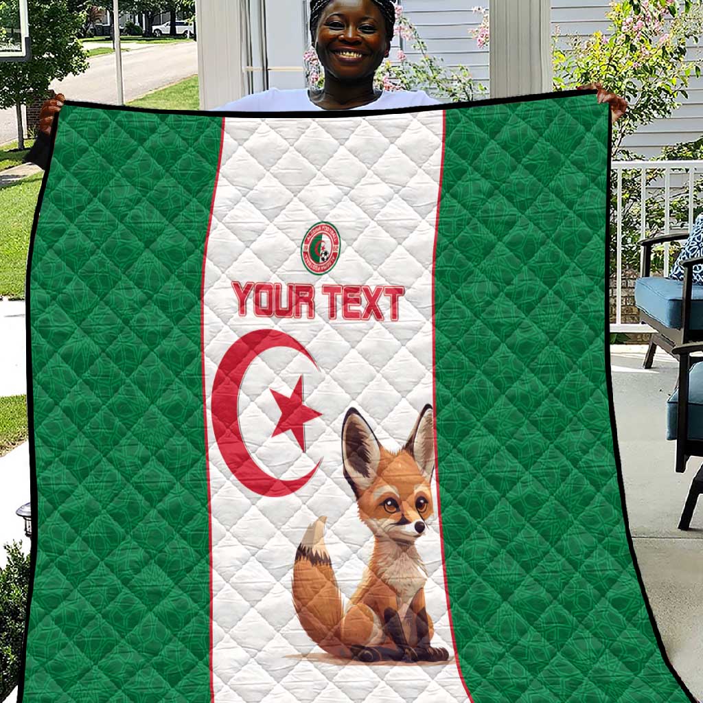 Custom Algeria Football Quilt Fennec Foxes With Islamic Pattern LT15