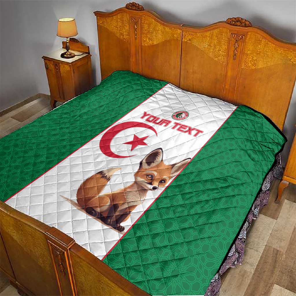 Custom Algeria Football Quilt Fennec Foxes With Islamic Pattern LT15