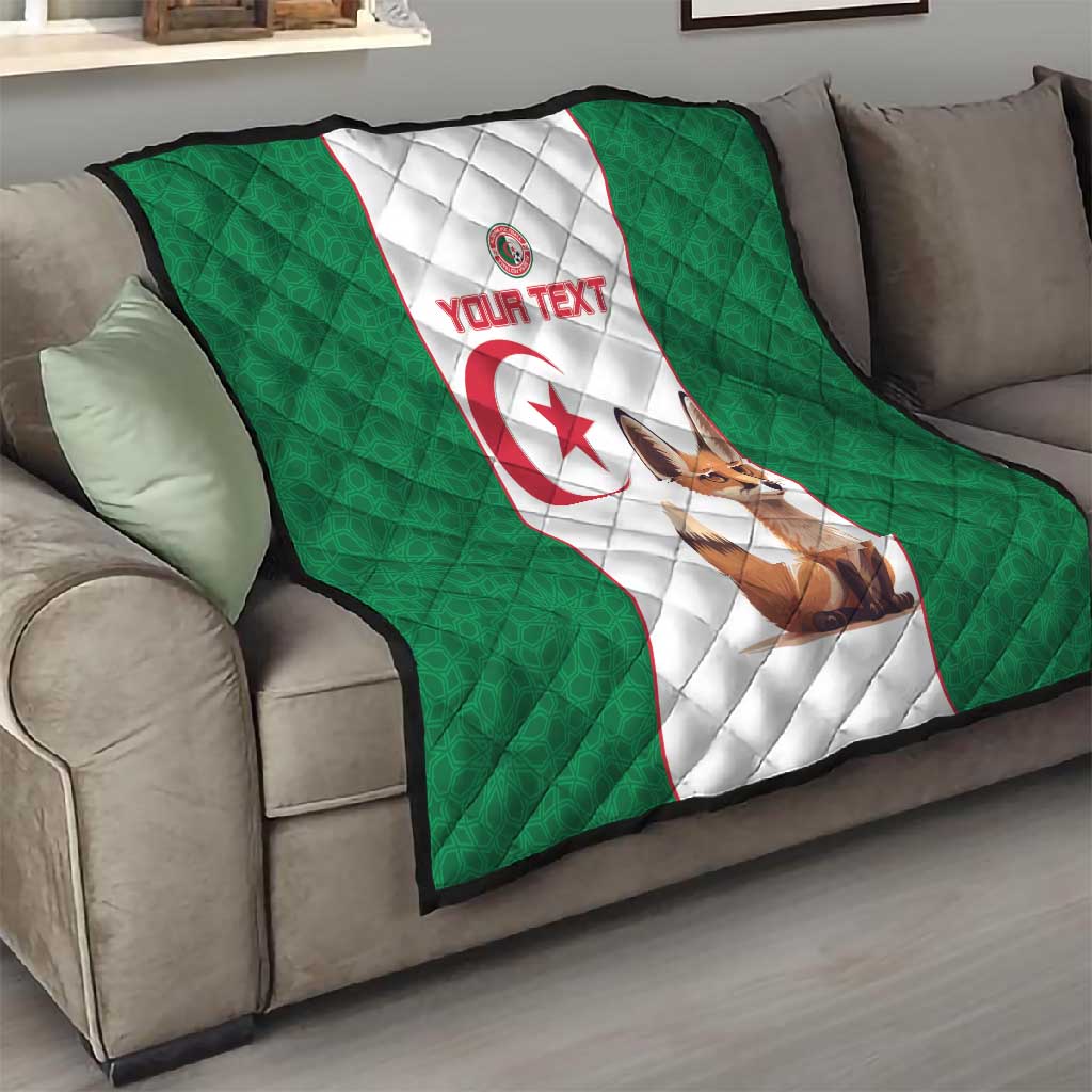 Custom Algeria Football Quilt Fennec Foxes With Islamic Pattern LT15