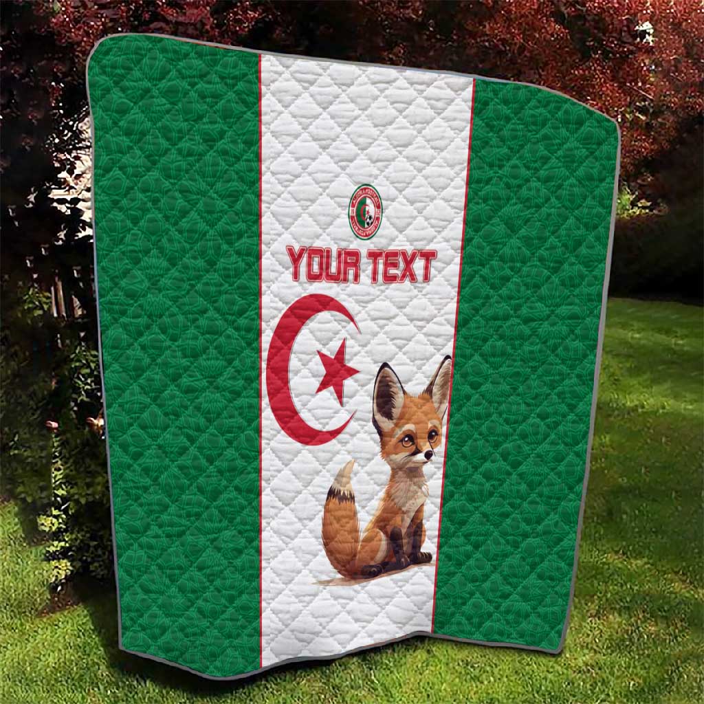 Custom Algeria Football Quilt Fennec Foxes With Islamic Pattern LT15