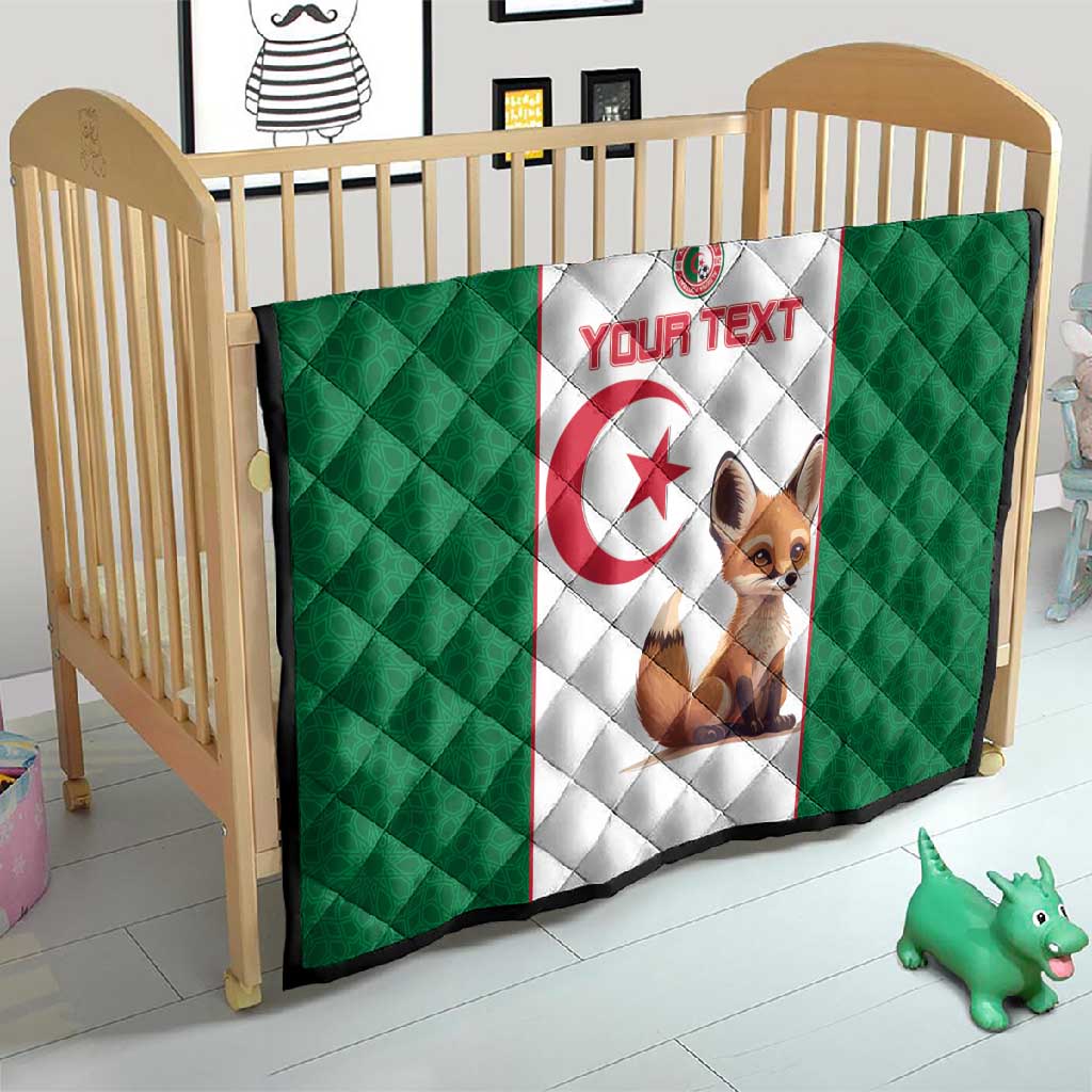 Custom Algeria Football Quilt Fennec Foxes With Islamic Pattern LT15