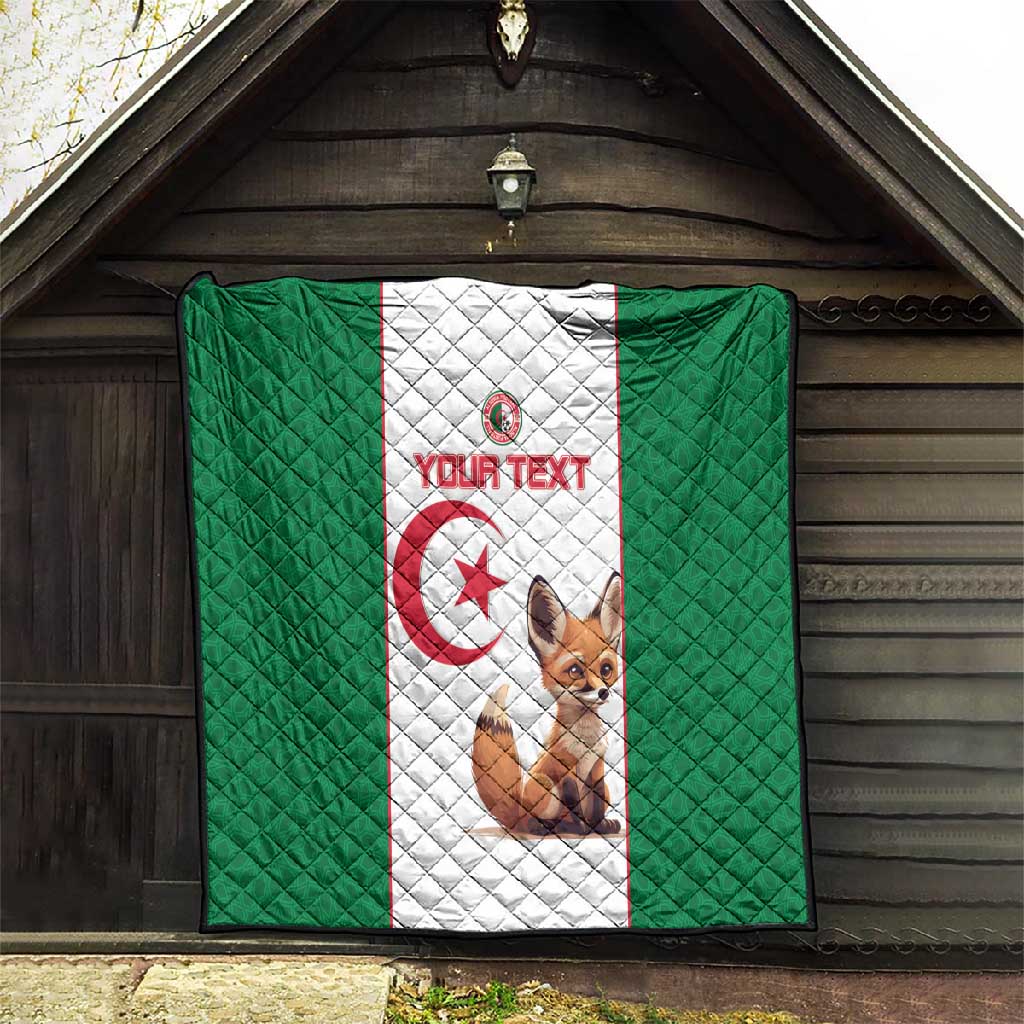 Custom Algeria Football Quilt Fennec Foxes With Islamic Pattern LT15