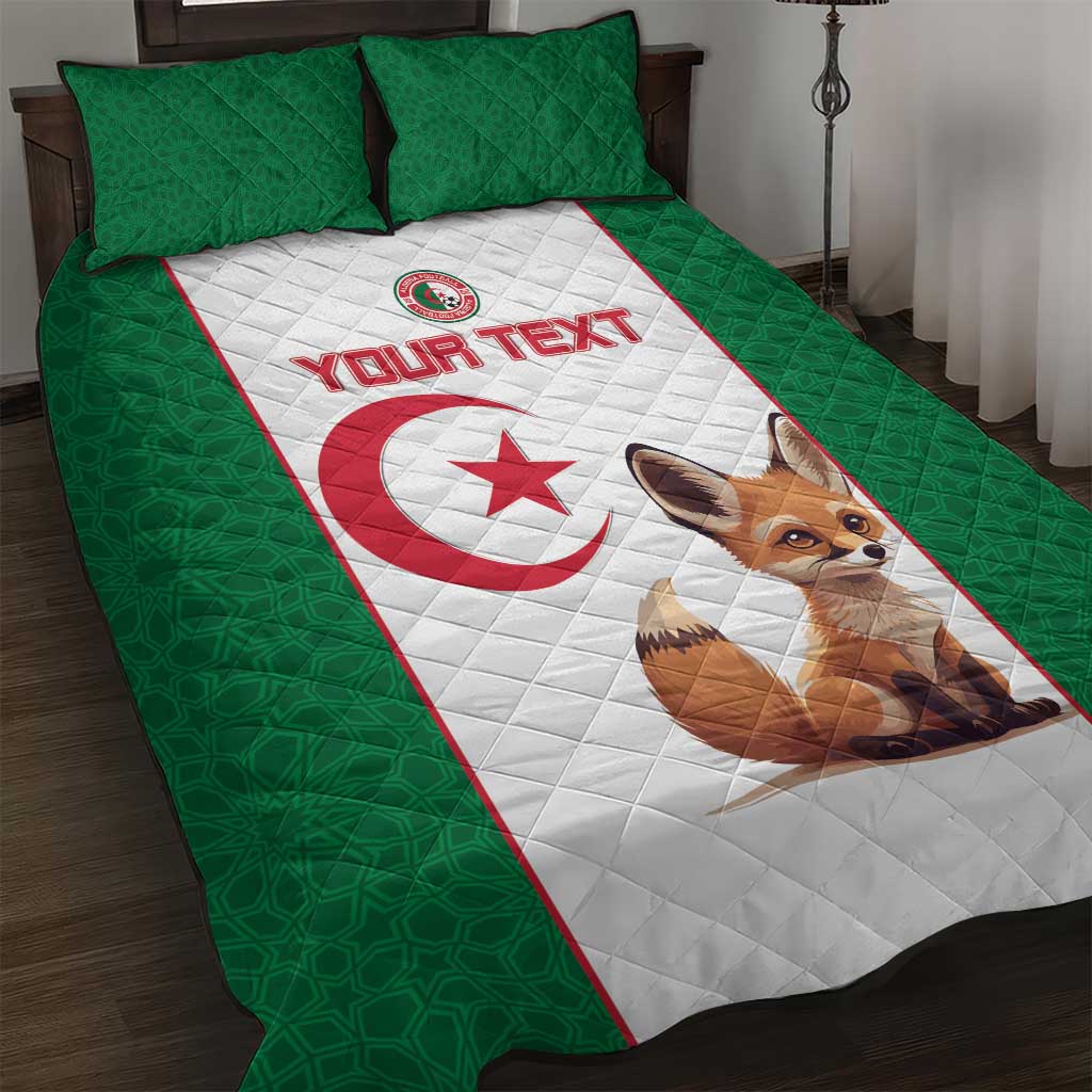 Custom Algeria Football Quilt Bed Set Fennec Foxes With Islamic Pattern LT15