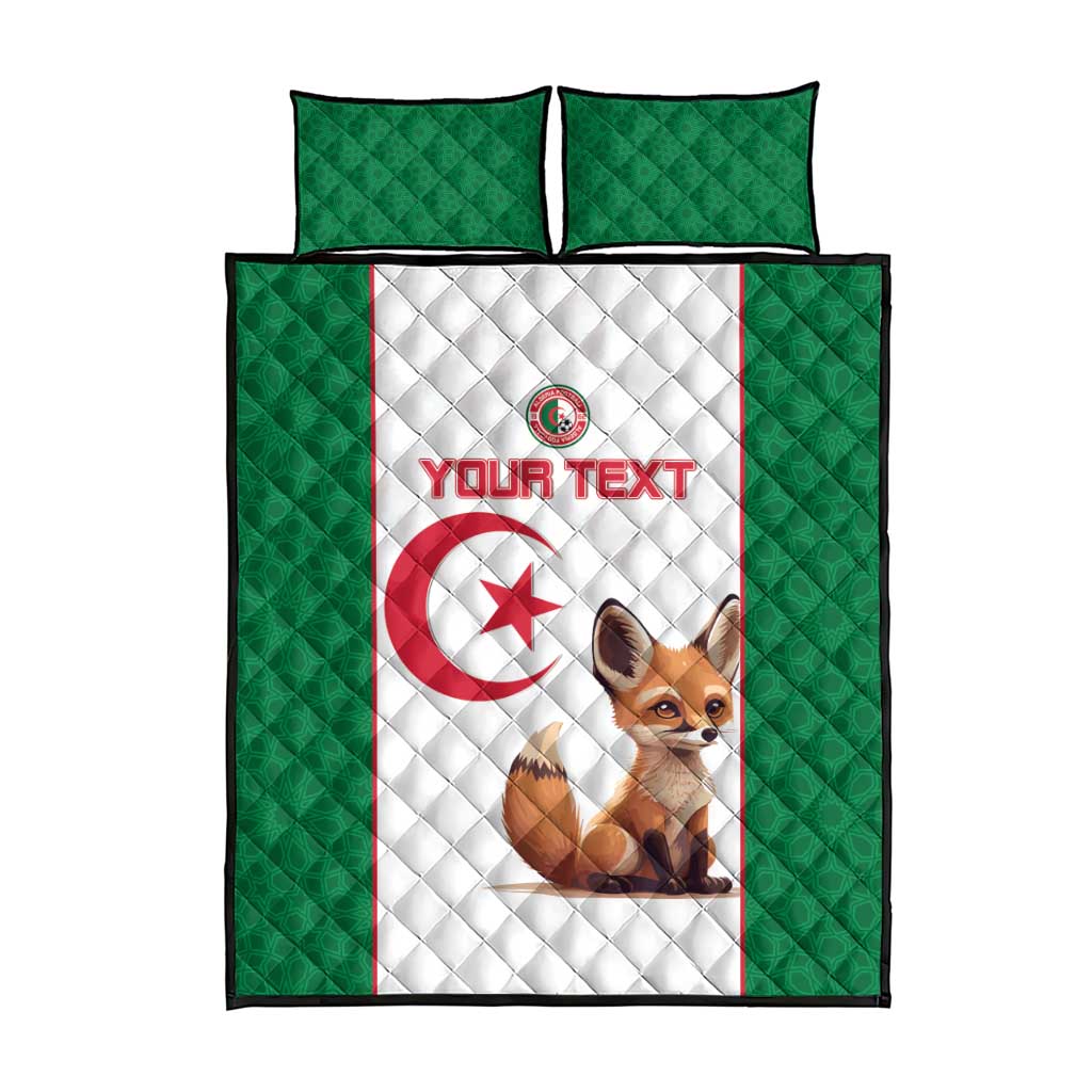 Custom Algeria Football Quilt Bed Set Fennec Foxes With Islamic Pattern LT15