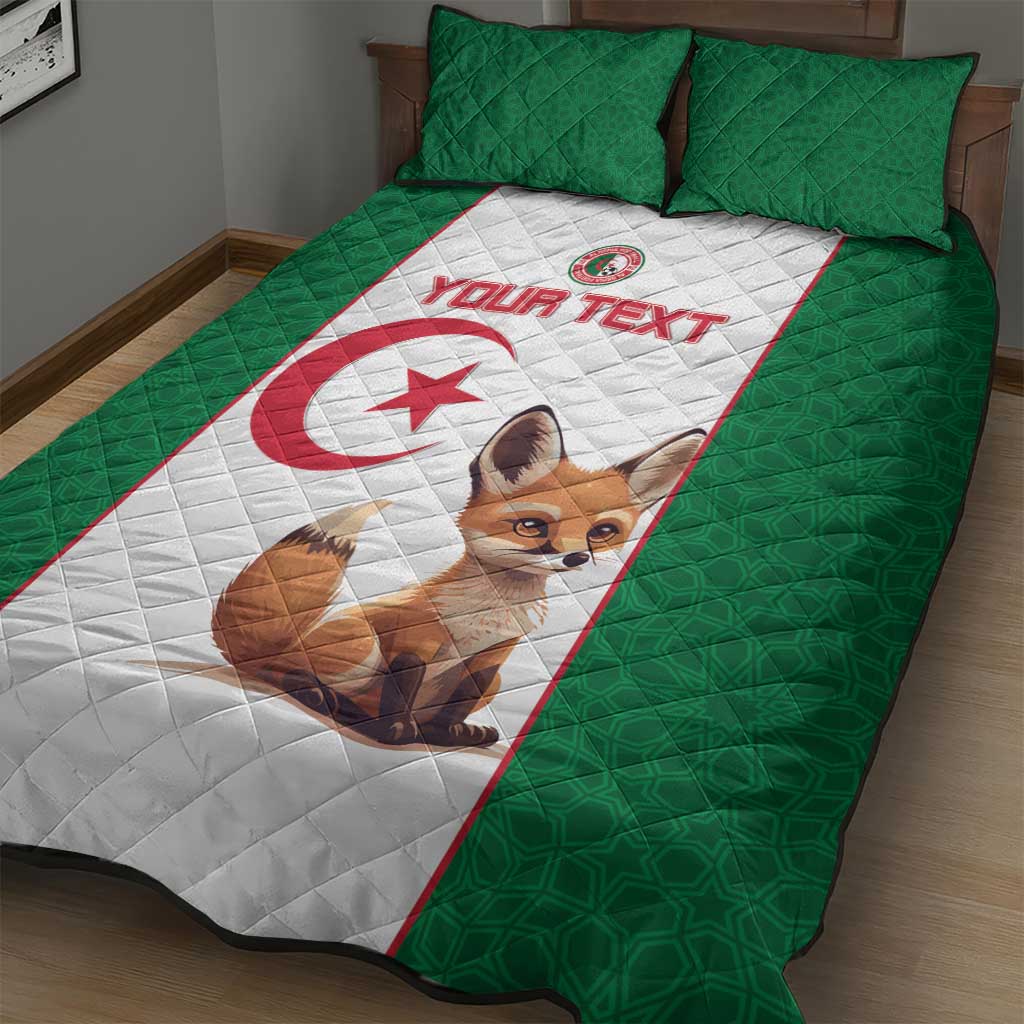 Custom Algeria Football Quilt Bed Set Fennec Foxes With Islamic Pattern LT15