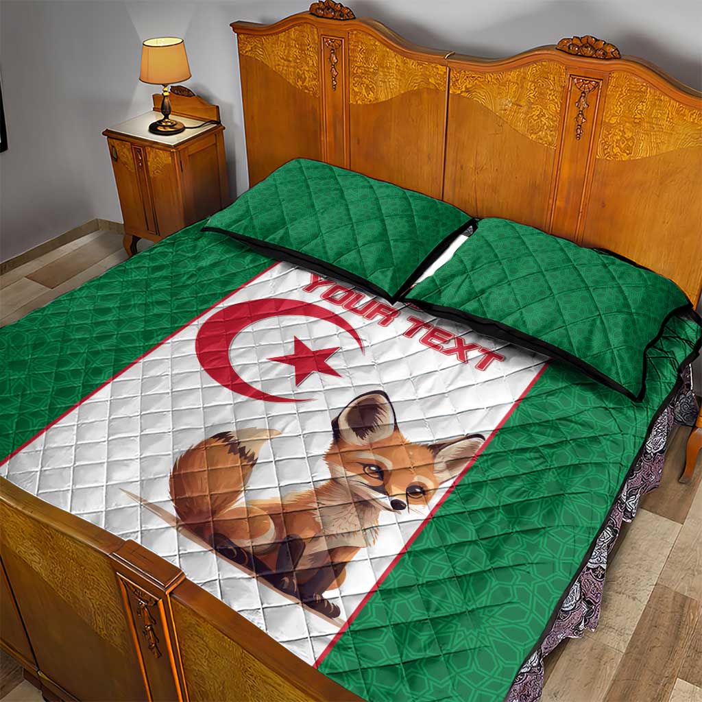 Custom Algeria Football Quilt Bed Set Fennec Foxes With Islamic Pattern LT15
