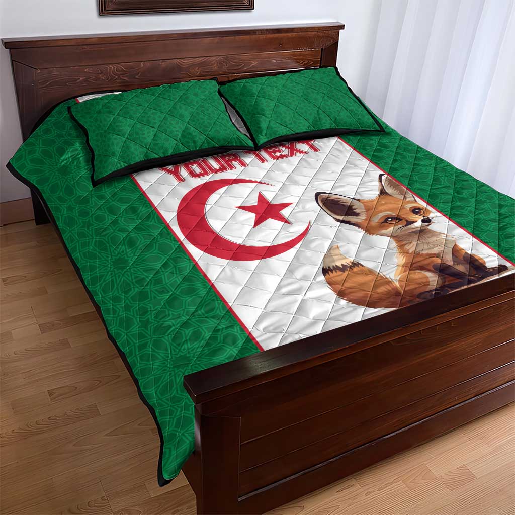 Custom Algeria Football Quilt Bed Set Fennec Foxes With Islamic Pattern LT15