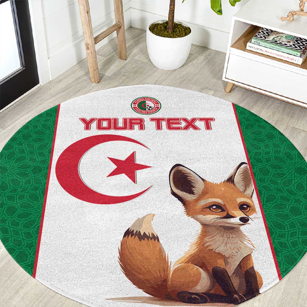 Custom Algeria Football Round Carpet Fennec Foxes With Islamic Pattern LT15