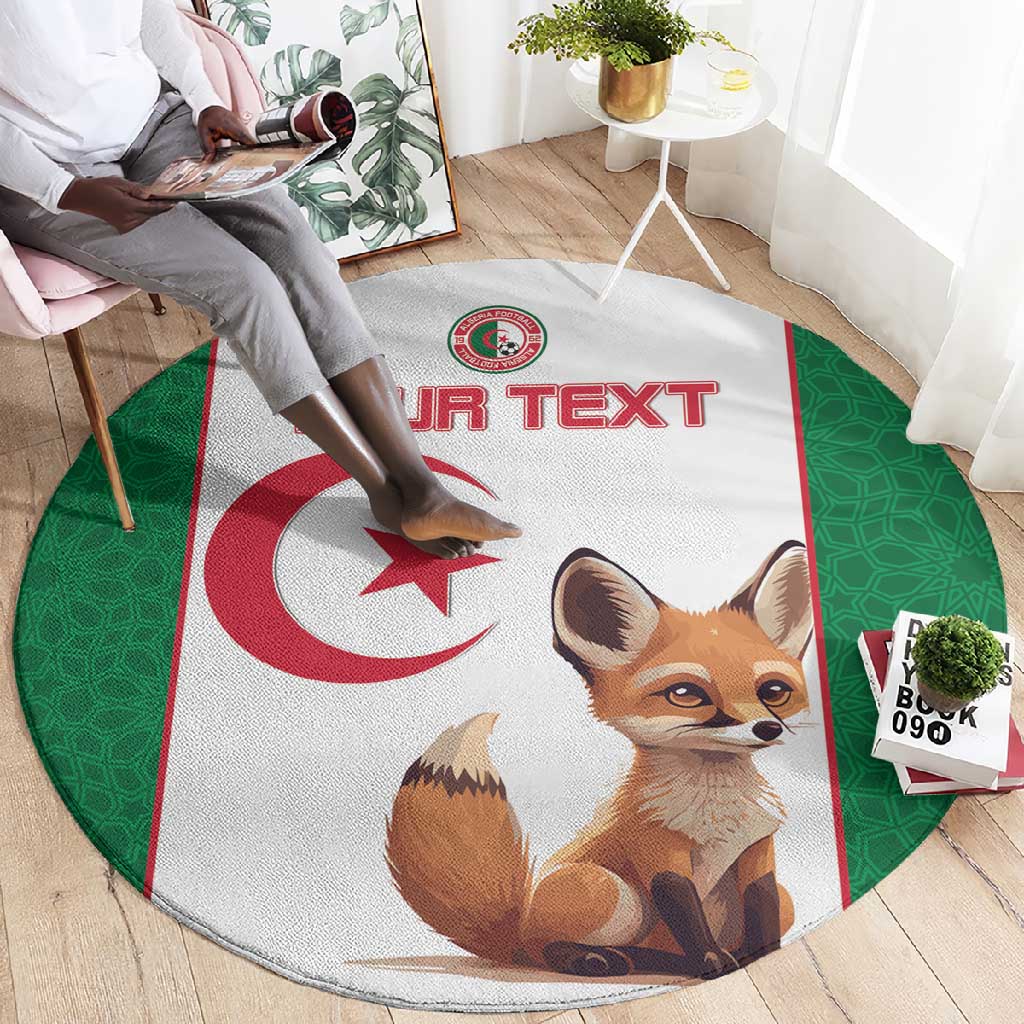 Custom Algeria Football Round Carpet Fennec Foxes With Islamic Pattern LT15