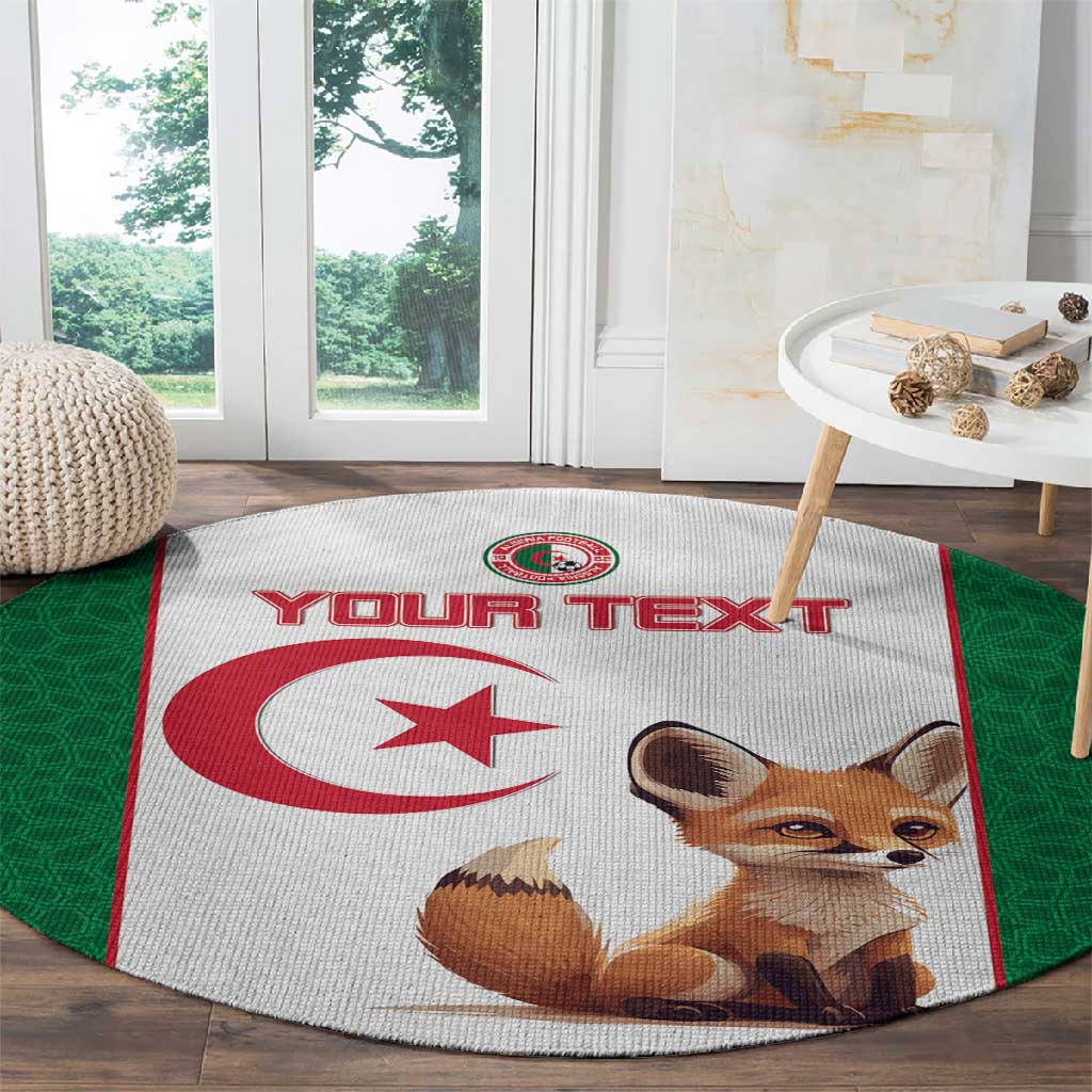 Custom Algeria Football Round Carpet Fennec Foxes With Islamic Pattern LT15
