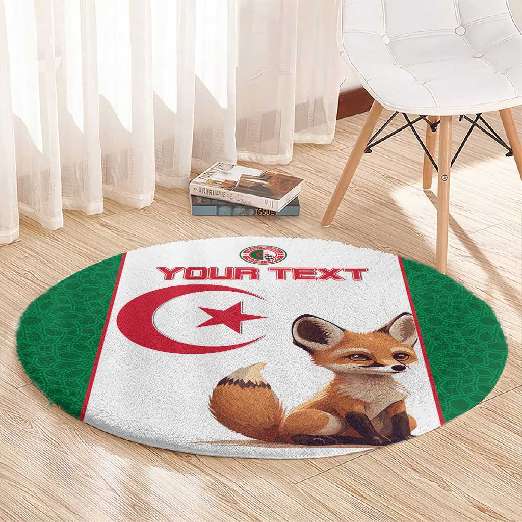 Custom Algeria Football Round Carpet Fennec Foxes With Islamic Pattern LT15