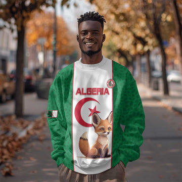 Custom Algeria Football Sweatshirt Fennec Foxes With Islamic Pattern LT15