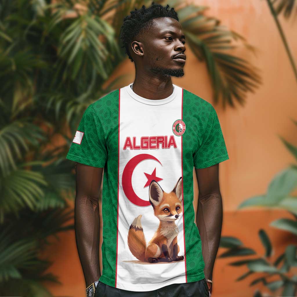 Custom Algeria Football T shirt Fennec Foxes With Islamic Pattern LT15