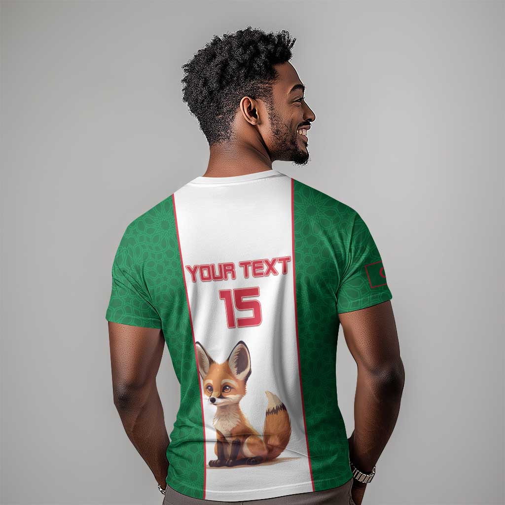 Custom Algeria Football T shirt Fennec Foxes With Islamic Pattern LT15