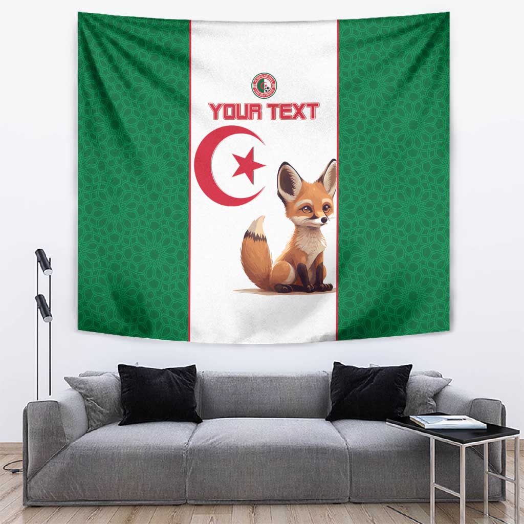 Custom Algeria Football Tapestry Fennec Foxes With Islamic Pattern LT15