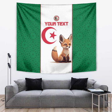Custom Algeria Football Tapestry Fennec Foxes With Islamic Pattern LT15
