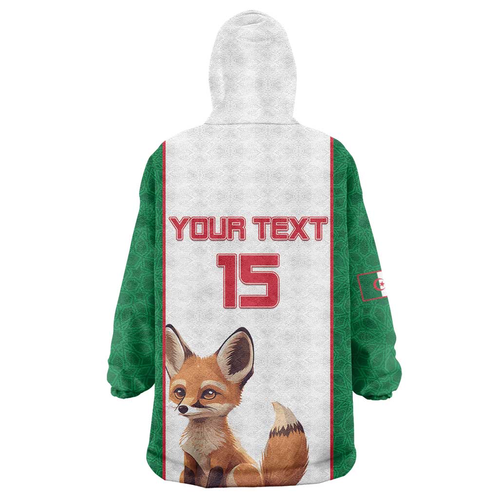 Custom Algeria Football Wearable Blanket Hoodie Fennec Foxes With Islamic Pattern LT15