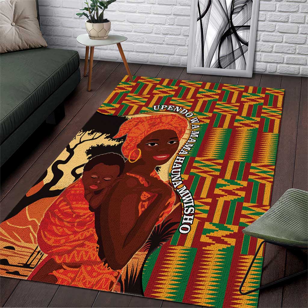African Happy Mother's Day Area Rug Black Mothers Kente Pattern LT15