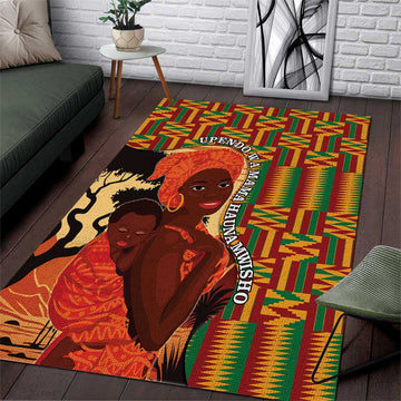 African Happy Mother's Day Area Rug Black Mothers Kente Pattern LT15