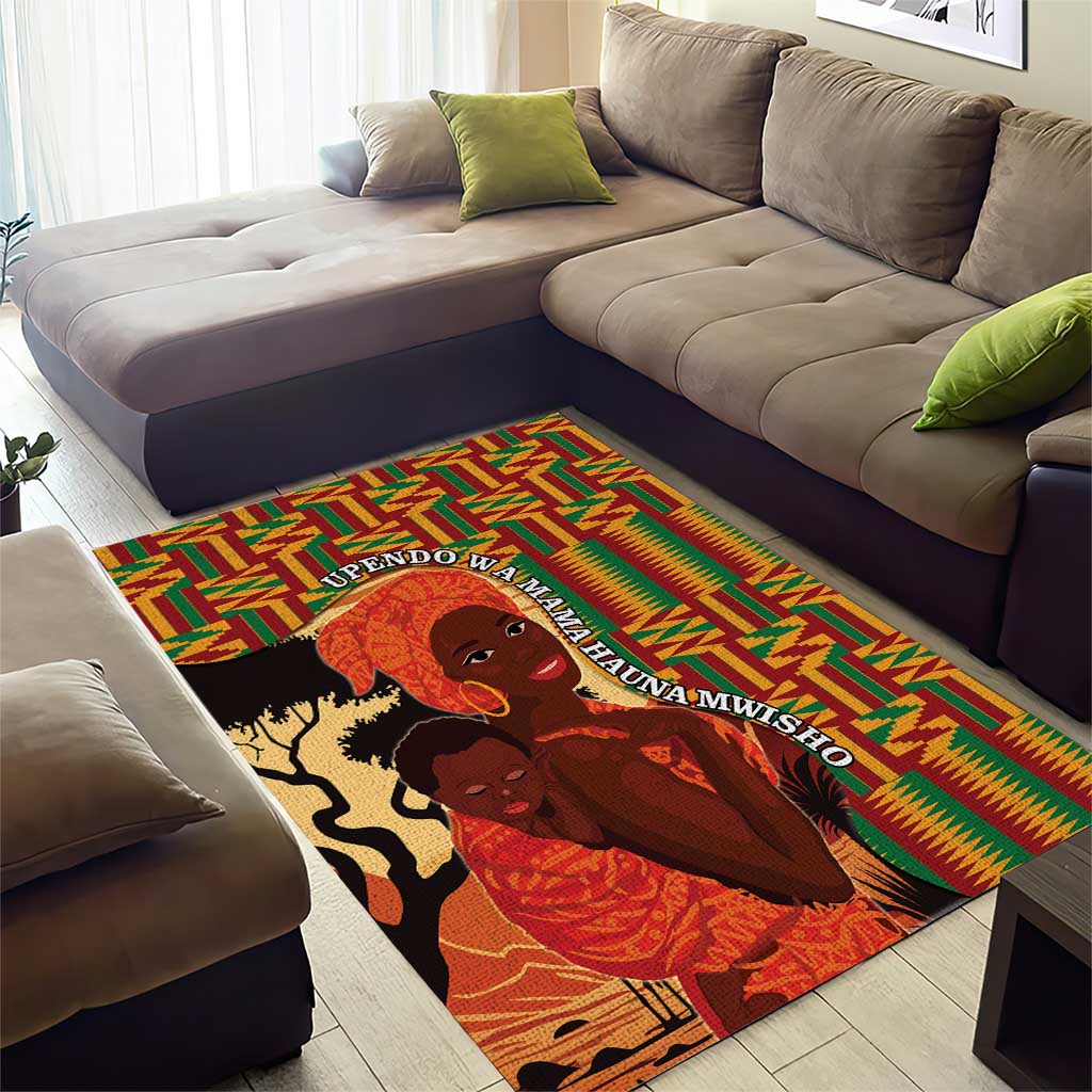 African Happy Mother's Day Area Rug Black Mothers Kente Pattern LT15