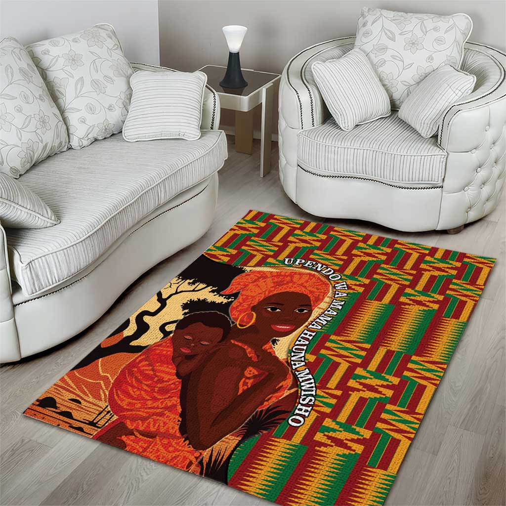 African Happy Mother's Day Area Rug Black Mothers Kente Pattern LT15