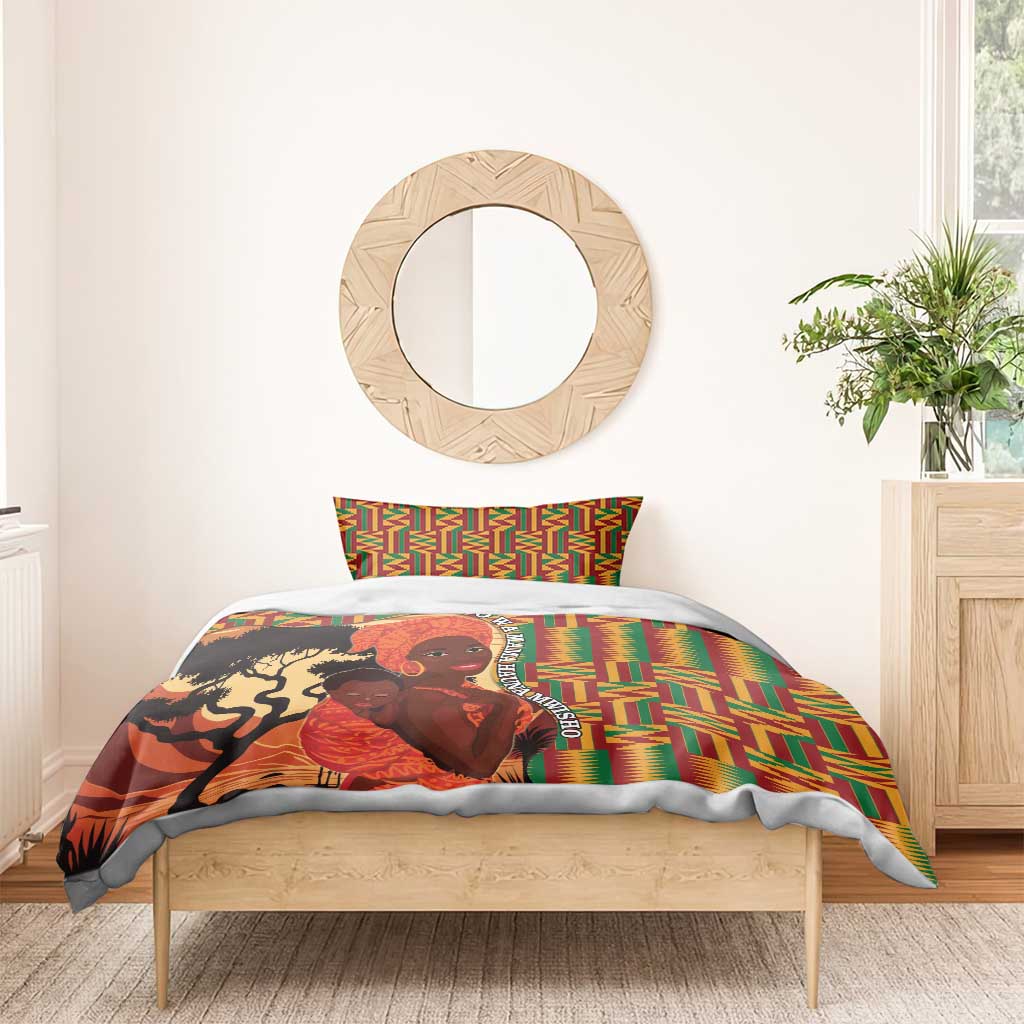 African Happy Mother's Day Bedding Set Black Mothers Kente Pattern LT15