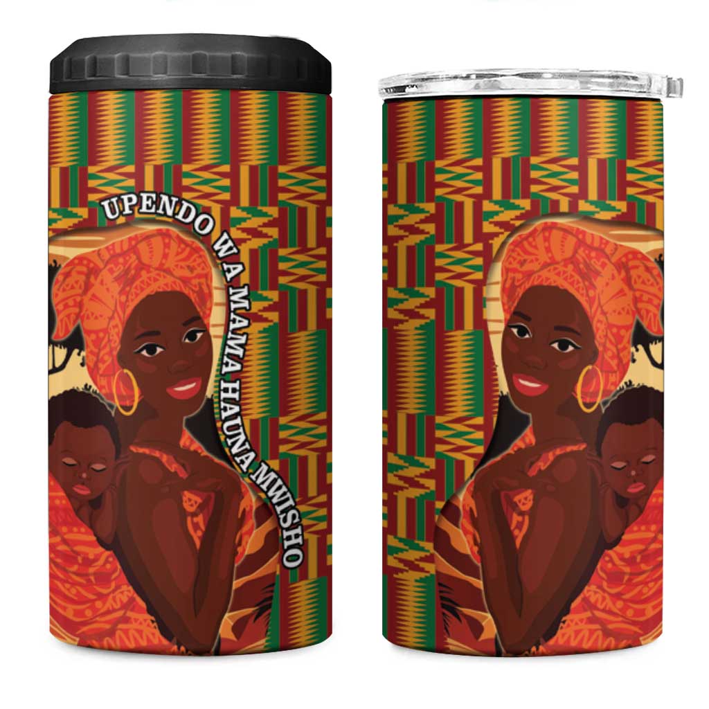 African Happy Mother's Day 4 in 1 Can Cooler Tumbler Black Mothers Kente Pattern LT15