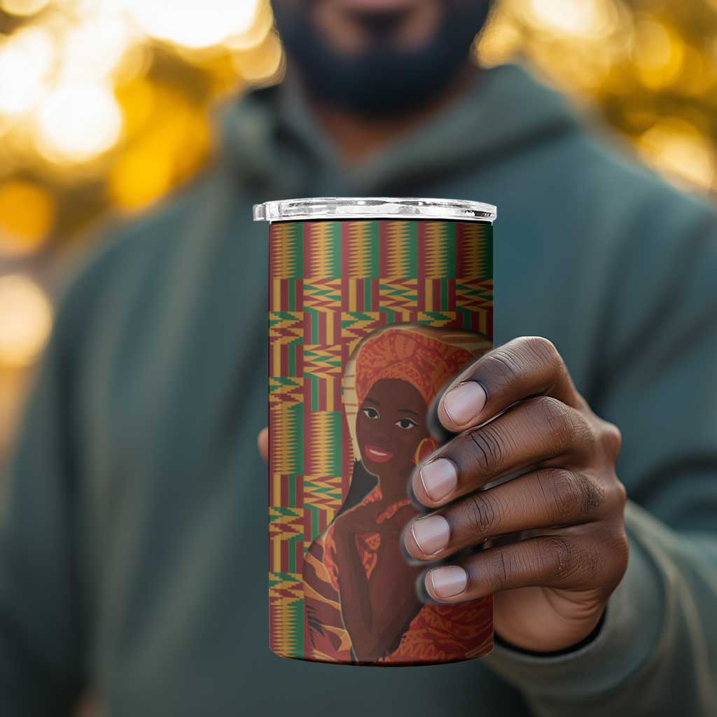 African Happy Mother's Day 4 in 1 Can Cooler Tumbler Black Mothers Kente Pattern LT15