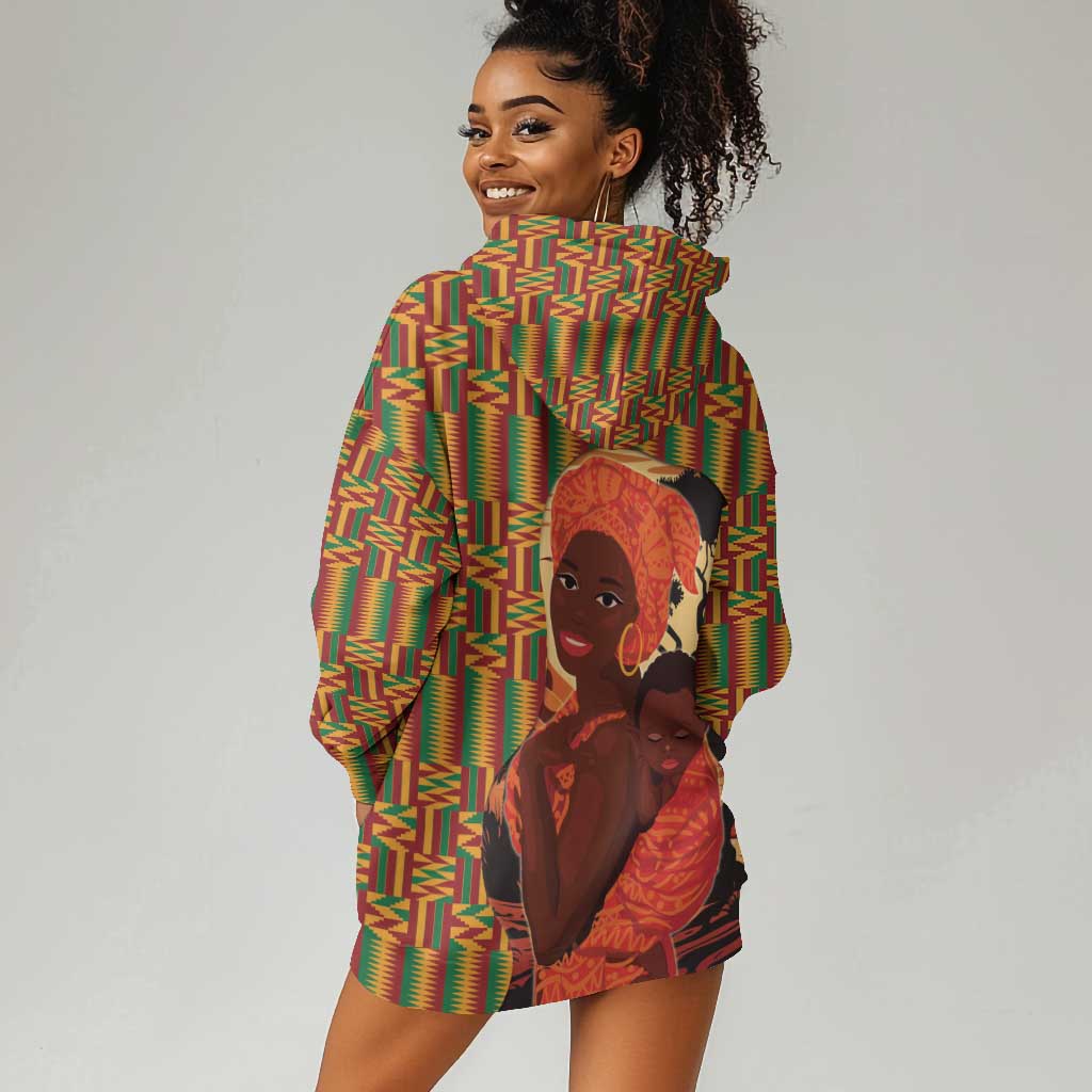 African Happy Mother's Day Hoodie Dress Black Mothers Kente Pattern LT15