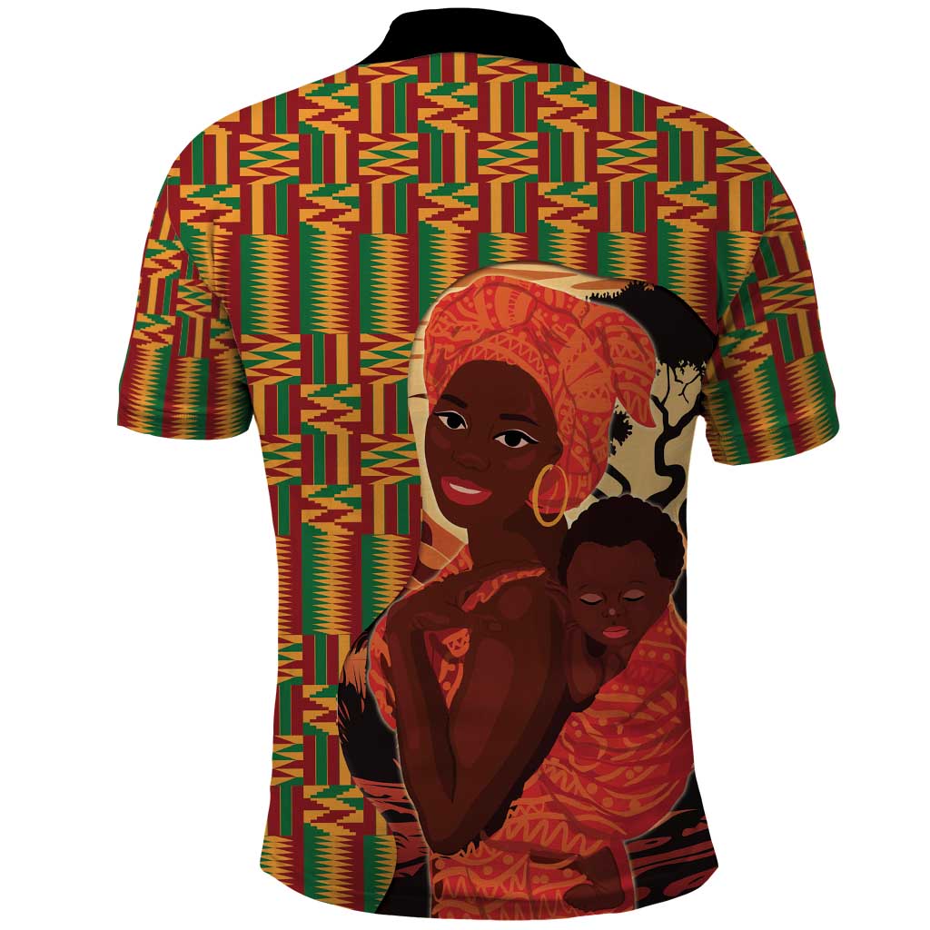 African-American Mother's Day Polo Shirt Black Mom And Son Kente Pattern LT15