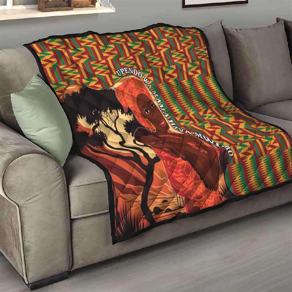 African Happy Mother's Day Quilt Black Mothers Kente Pattern LT15
