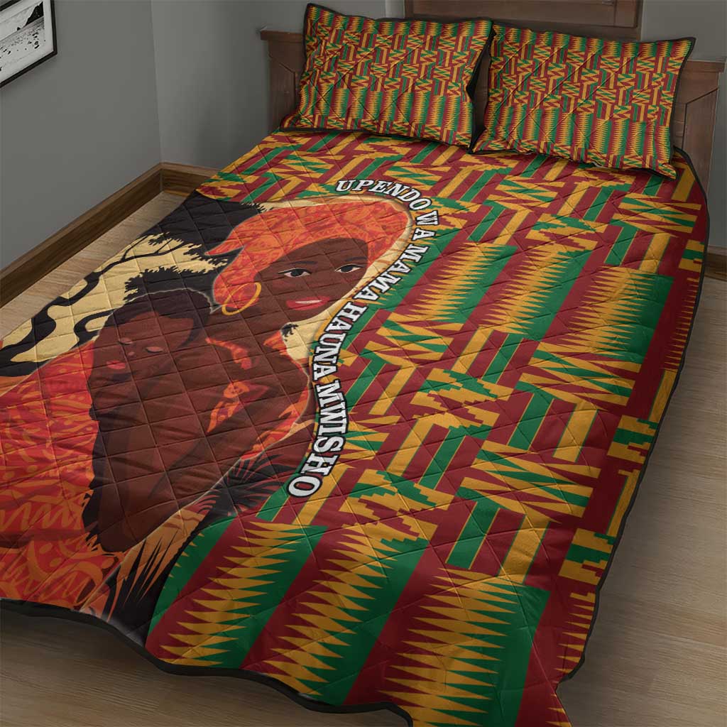 African Happy Mother's Day Quilt Bed Set Black Mothers Kente Pattern LT15