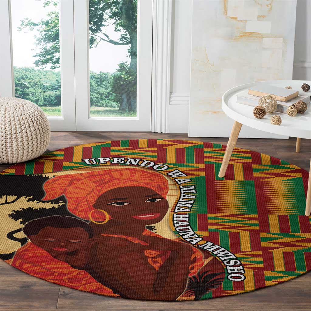 African Happy Mother's Day Round Carpet Black Mothers Kente Pattern LT15