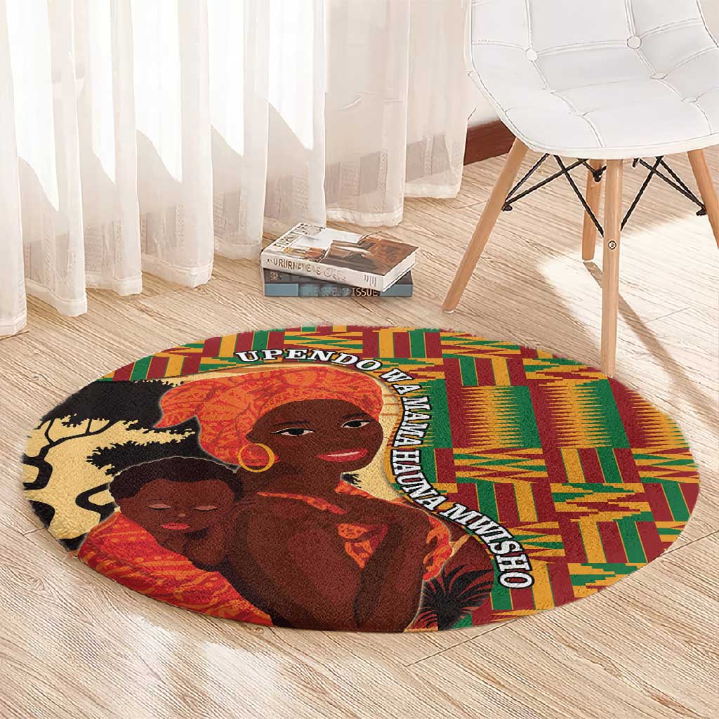 African Happy Mother's Day Round Carpet Black Mothers Kente Pattern LT15