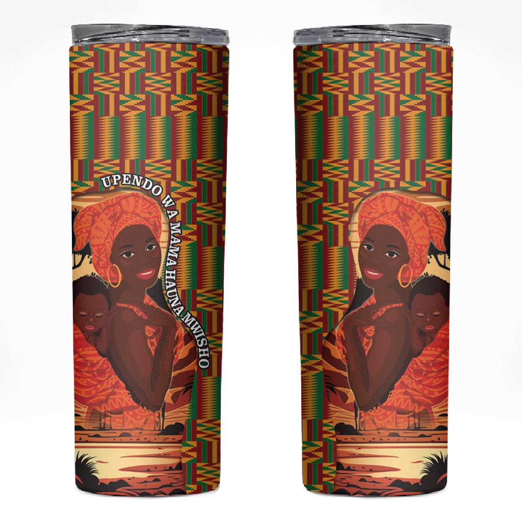 African Happy Mother's Day Skinny Tumbler Black Mothers Kente Pattern LT15