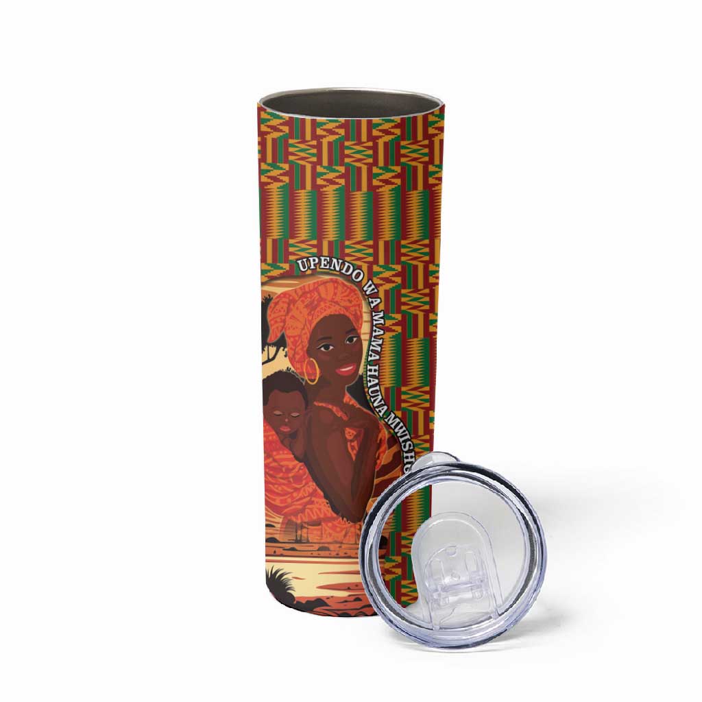 African Happy Mother's Day Skinny Tumbler Black Mothers Kente Pattern LT15