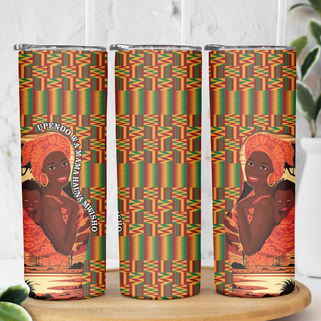 African Happy Mother's Day Skinny Tumbler Black Mothers Kente Pattern LT15
