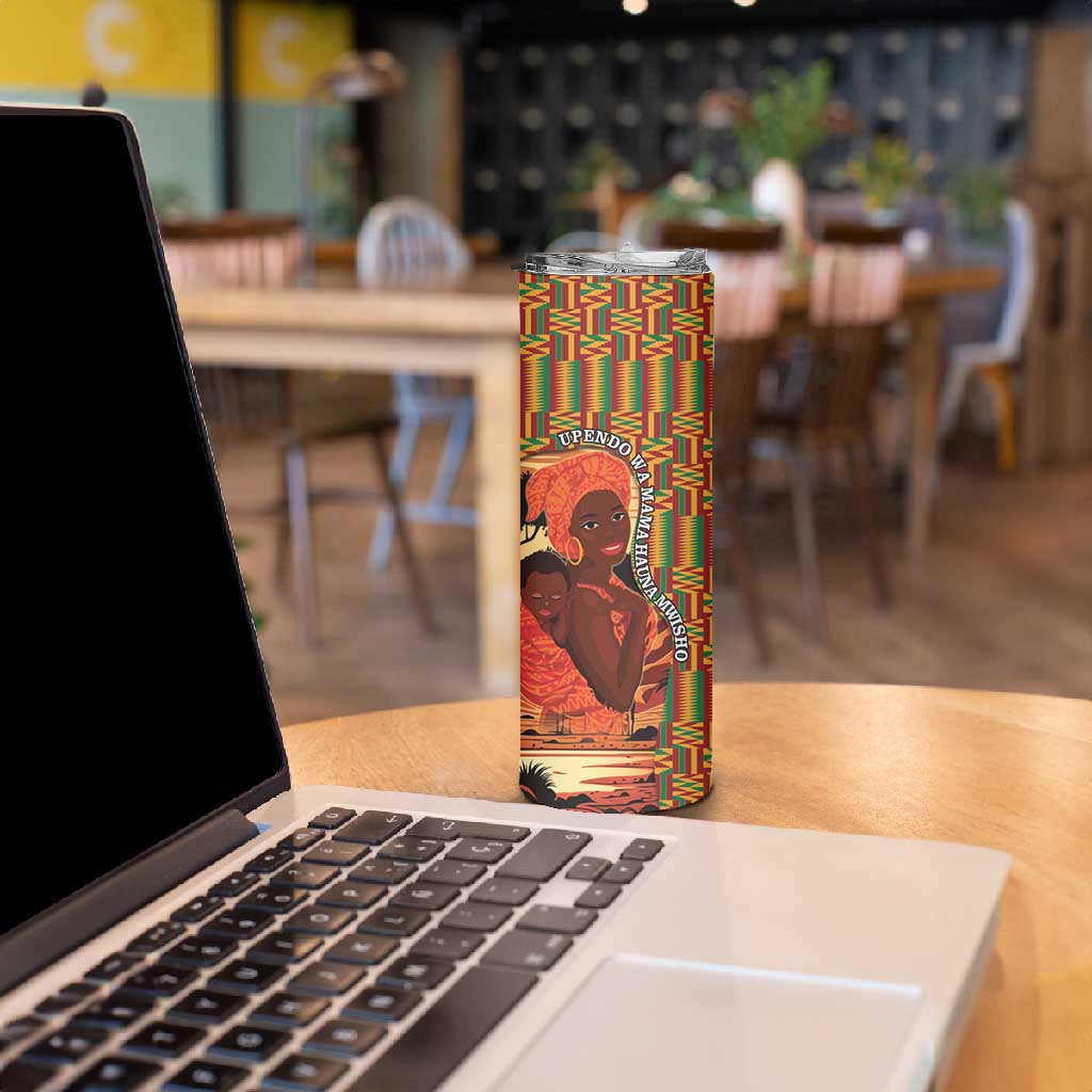 African Happy Mother's Day Skinny Tumbler Black Mothers Kente Pattern LT15