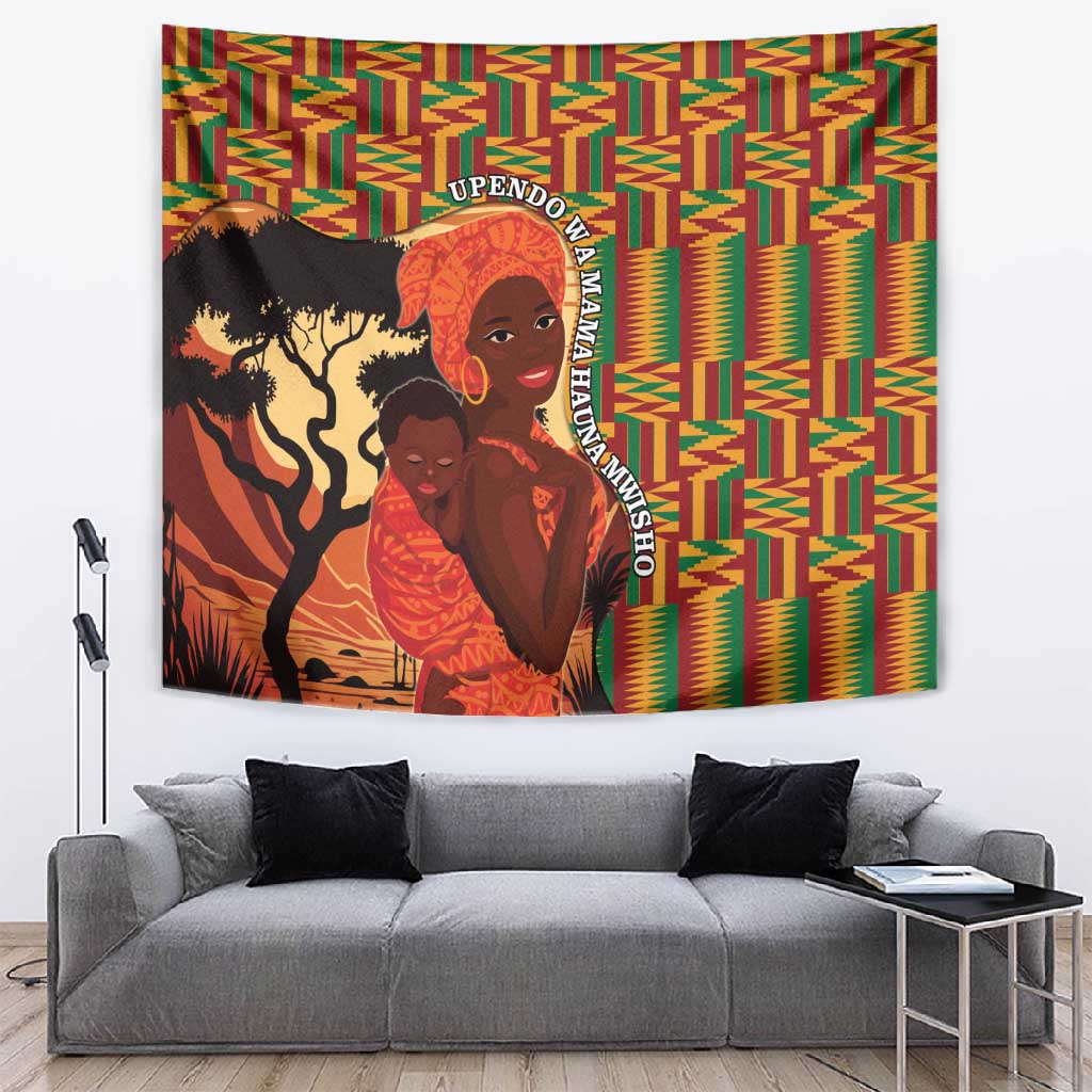African Happy Mother's Day Tapestry Black Mothers Kente Pattern LT15