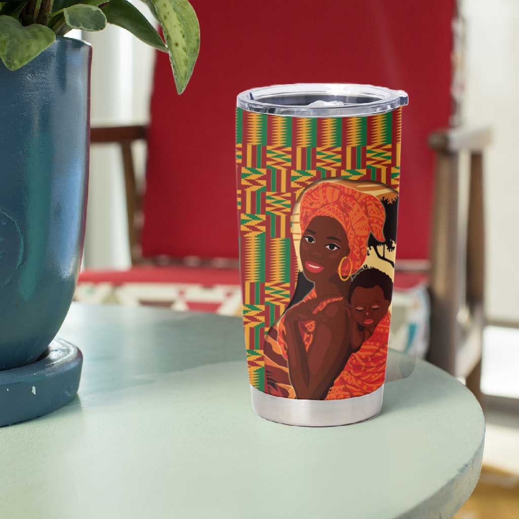 African Happy Mother's Day Tumbler Cup Black Mothers Kente Pattern LT15