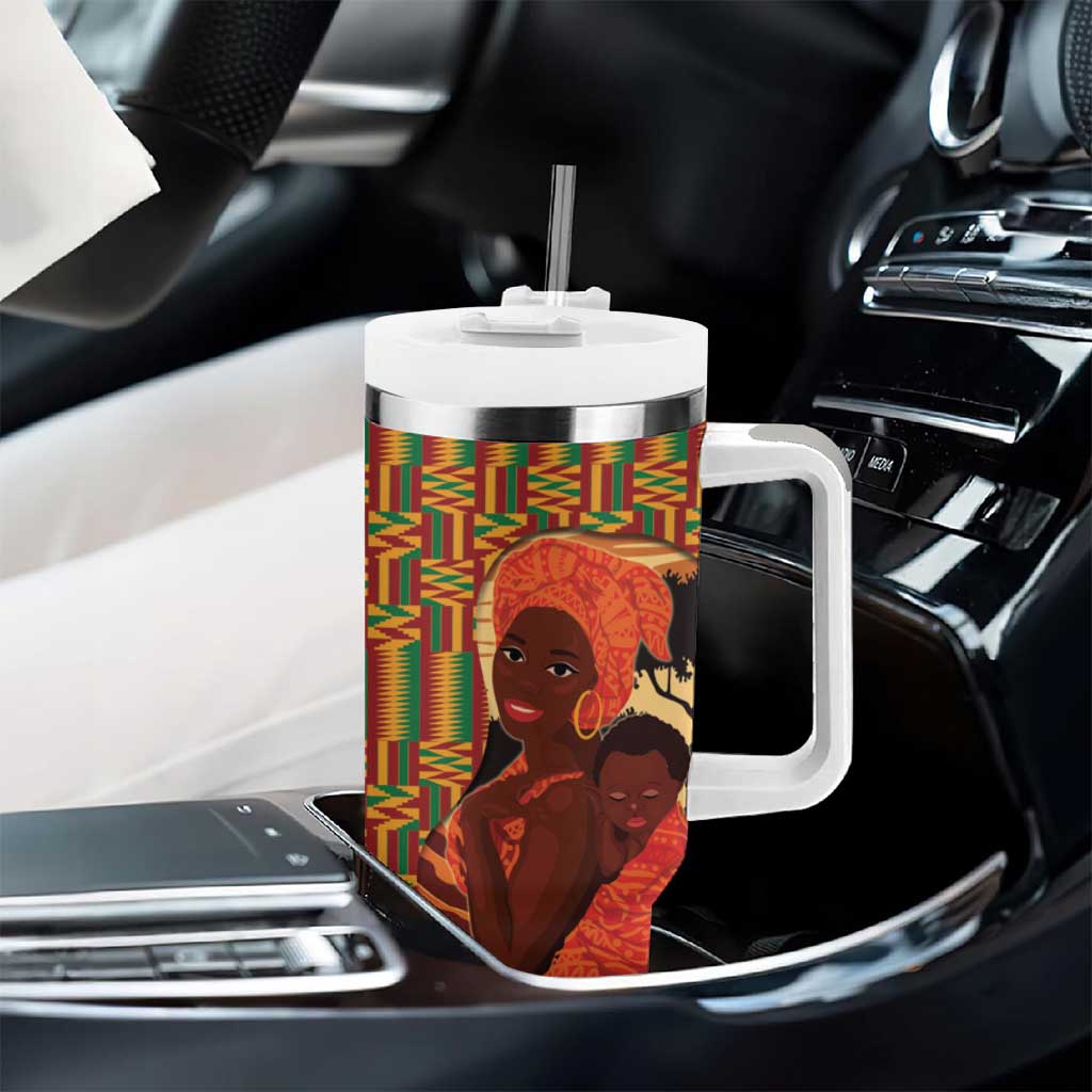 African Happy Mother's Day Tumbler With Handle Black Mothers Kente Pattern LT15