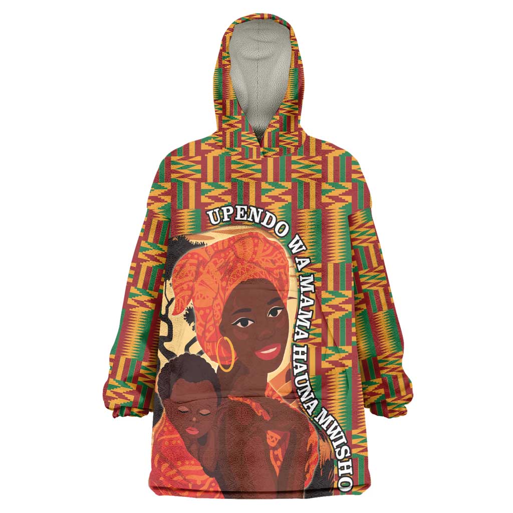 African Happy Mother's Day Wearable Blanket Hoodie Black Mothers Kente Pattern LT15